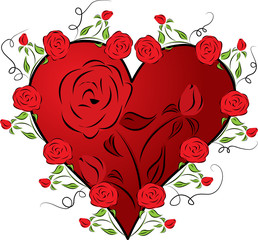 Heart with a rose, vector illustration © Tolchik