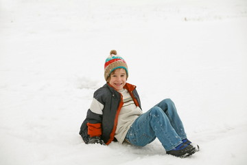 Boy Playing in the Snow