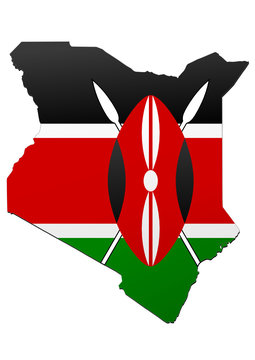 Carte du Kenya (Drapeau)