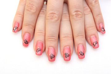 beautiful hands showing nails with figure