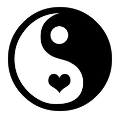 Asian Yin Yang Symbol With Heart, Coceptual Background