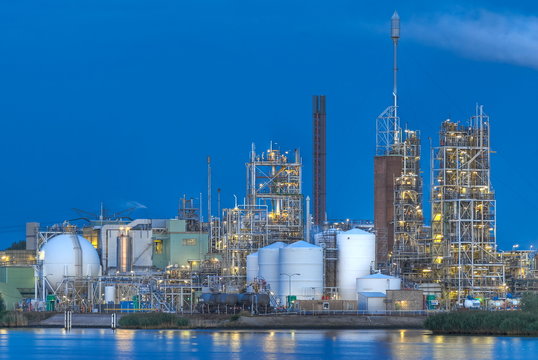 Chemical production facility on river bank