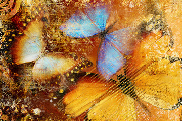 messy butterflies  - artistic clip-art - obrazy, fototapety, plakaty