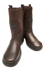 Man's boots for winter on a white background