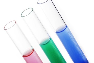 Three Colorful Test tubes in RGB colors.