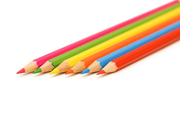 Coloured pencils isolated on the white background