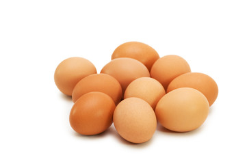 Group of eggs isolated on the white