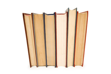 Various books isolated on the white background