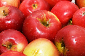 Red apples arranged on the tray
