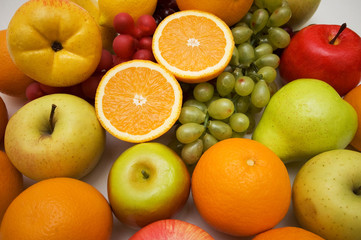 Various fruits  - apples, pears, grapes, oranges