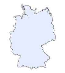 Germany light blue map with shadow