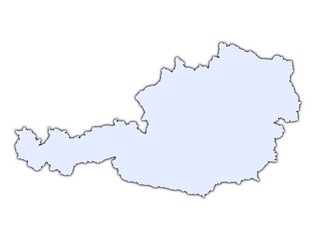 Austria light blue map with shadow