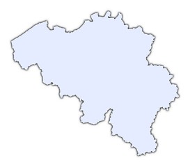 Belgium light blue map with shadow