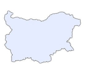 Bulgaria light blue map with shadow
