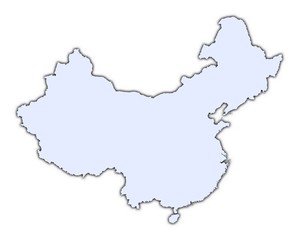 China light blue map with shadow