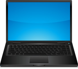 Ordinateur portable noir avec clavier tr&egrave;s d&eacute;taill&eacute;