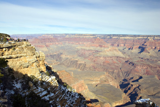 Tourists at Mother Point, Grand Canyon in Winter, Arizona