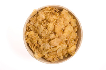 bowl of corn flakes isolated on the white backgound