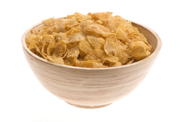 bowl of corn flakes isolated on the white backgound