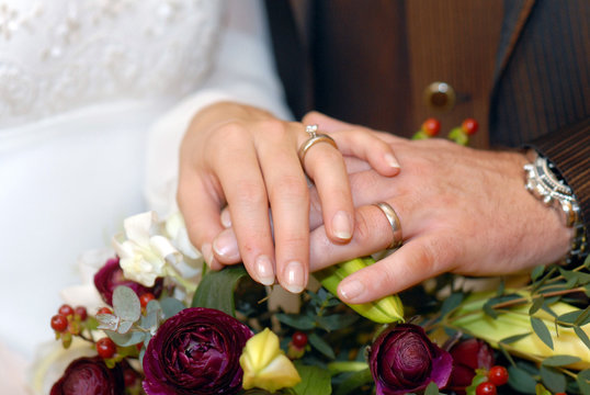 The hands of newlyweds