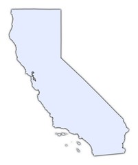 California (USA) light blue map with shadow