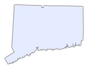 Connecticut (USA) light blue map with shadow