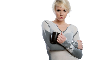 Beautiful Blonde woman with cup of coffee