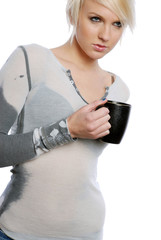 Beautiful Blonde woman with cup of coffee