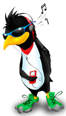 Fototapeta premium Penguin listen music