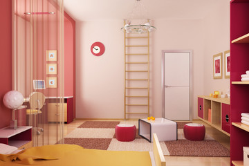 3d interior of the children's room
