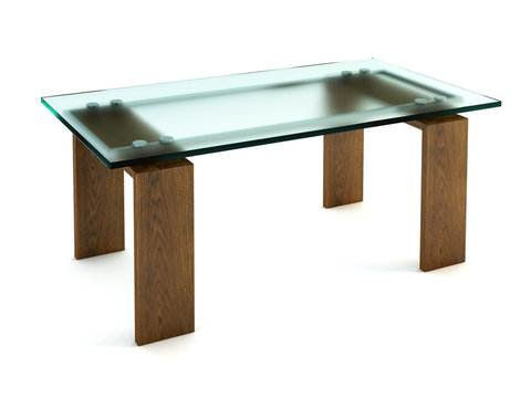 modern dining glass table 3d rendering