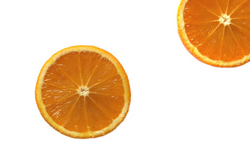 Two healthy oranges cut in half