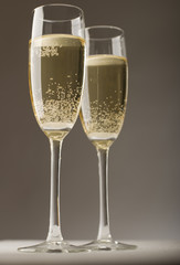 two glasses of champagne close up shoot