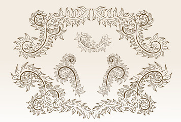 Abstract pattern for design. Floral retro ellements