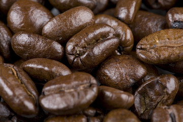 Close-up macro shot of coffee beans