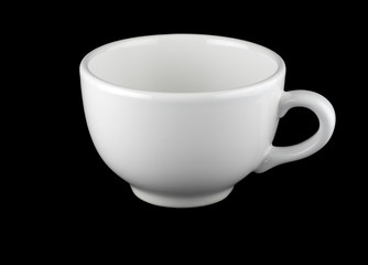 White cup isolated against black background