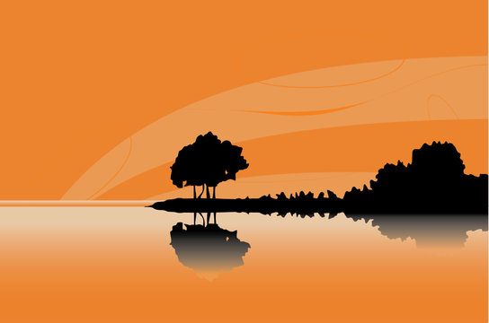 Silhouette of a tree at orange coast 
