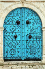 Blue arabic door - tunisia - north africa