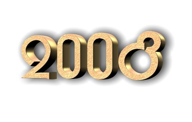 3D gold colored text of year 2008 representation