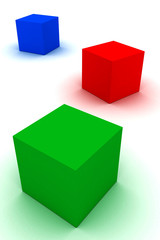 verde, vermelho e azul