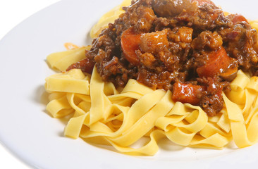 Tagliatelle pasta with a rich bolognese sauce