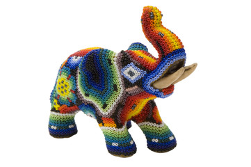 Colorful beaded elephant isolated on white