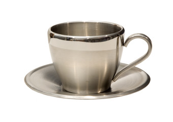 Stainless steel cup and saucer