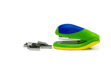 Stapler on white background.