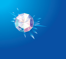 Shining diamonds on the blue background