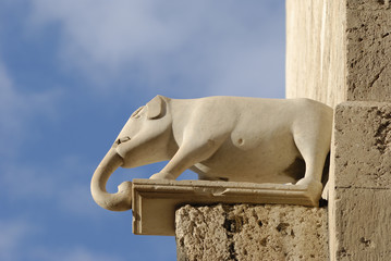 The small marble sculpture on the Elephant Tower in Cagliari