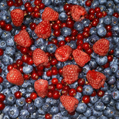 close-up of  lots of fresh berries