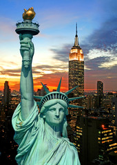 Obrazy na Szkle  Statua Wolności i panorama Nowego Jorku