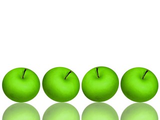 juicy apples lineup on white