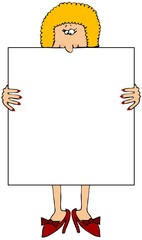 Fototapeta premium Woman With A Large Blank Sign